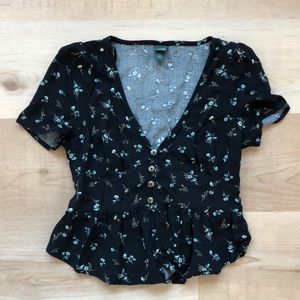 Black Floral Crop Top